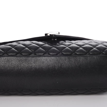 Saint Laurent Calfskin Mixed Matelasse Triquilt Large Monogram Satchel Black 9 of 9
