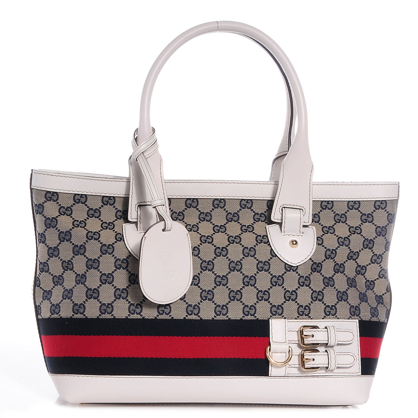Monogram Web Heritage Medium Tote White