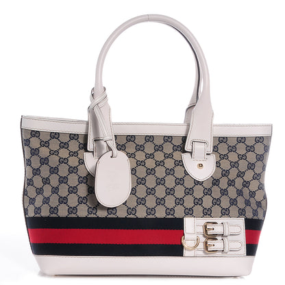 Gucci Monogram Web Heritage Medium Tote White 1 of 7