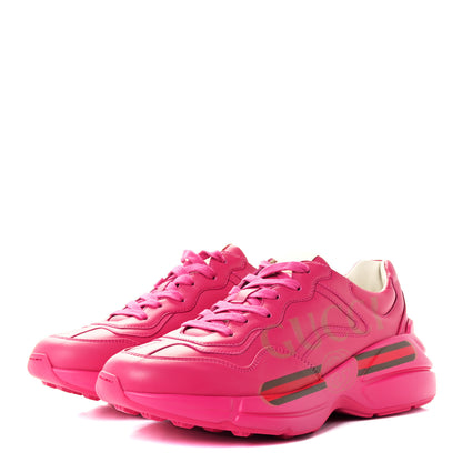Gucci Calfskin Logo Womens Rhyton Sneakers 40 Box Pink 3 of 10