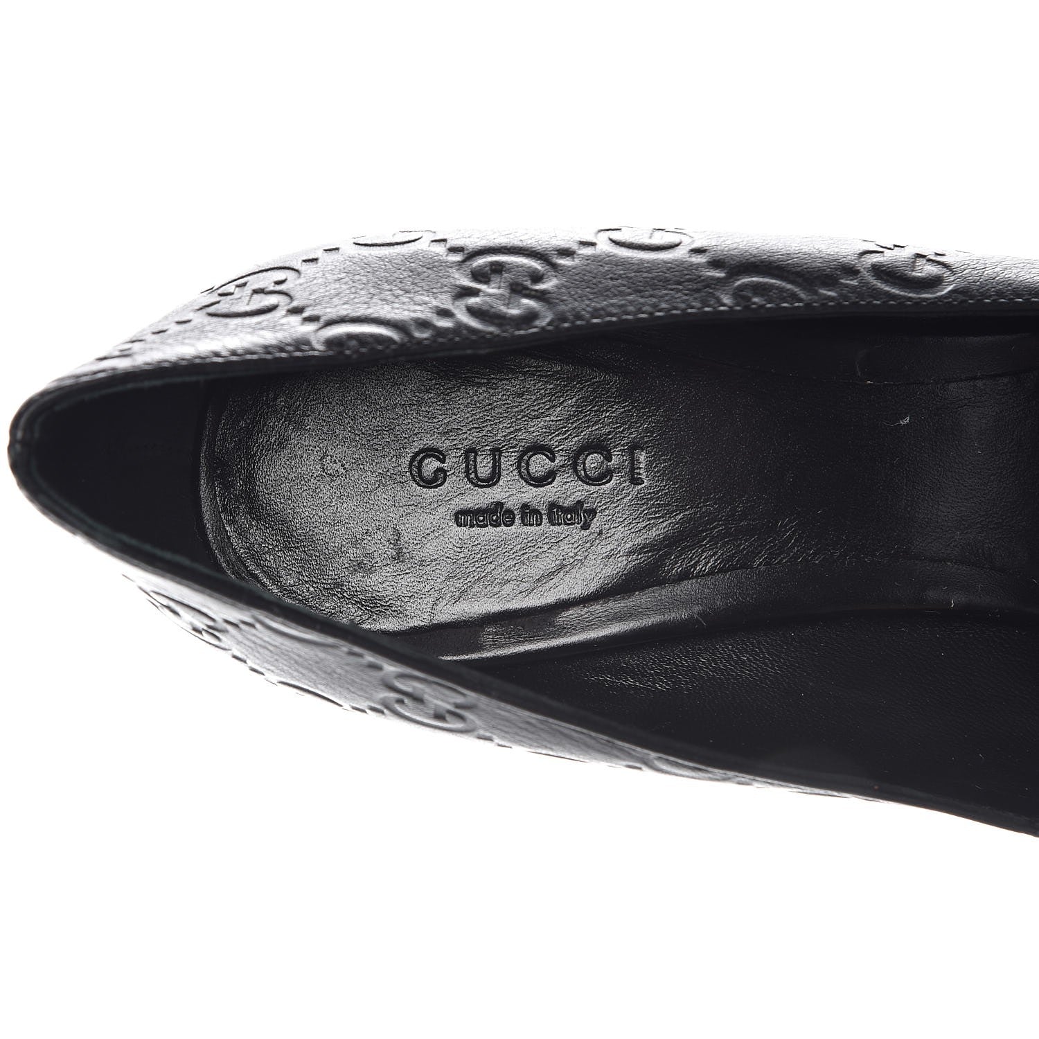 Gucci Guccissima Peep Toe Pumps 37.5 Black 8 of 12