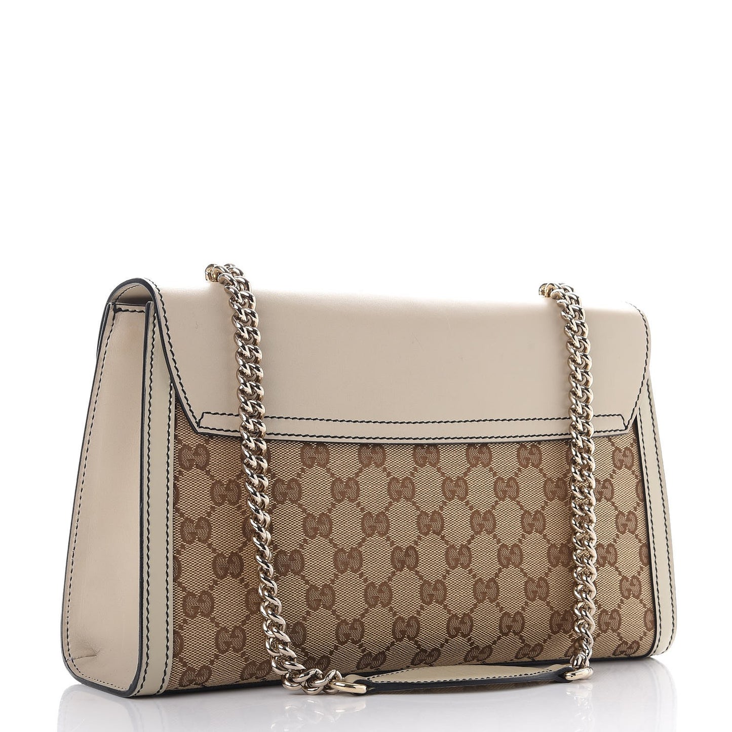 Monogram Margaux Calfskin Medium Emily Chain Shoulder Bag Beige Ebony Mystic White