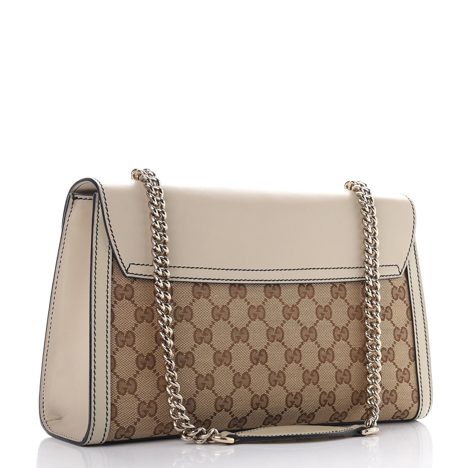 Gucci Monogram Margaux Calfskin Medium Emily Chain Shoulder Bag Beige Ebony Mystic White 3 of 9