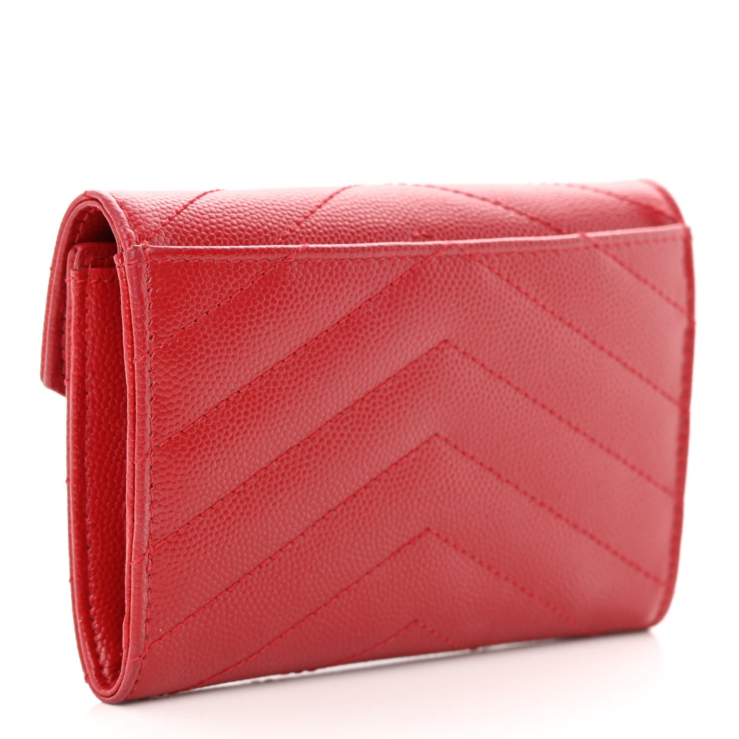 Grain De Poudre Matelasse Chevron Small Monogram Envelope Wallet Rouge Eros