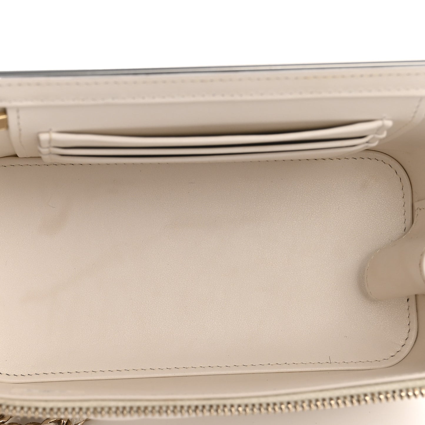 Caviar Quilted Small Vanity Case With Chain White