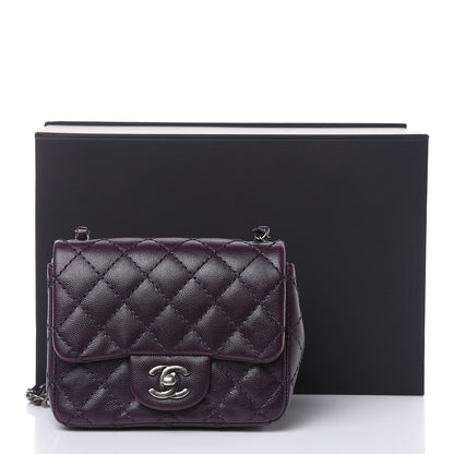 Chanel Washed Caviar Quilted Mini Square Flap Dark Purple 11 of 11