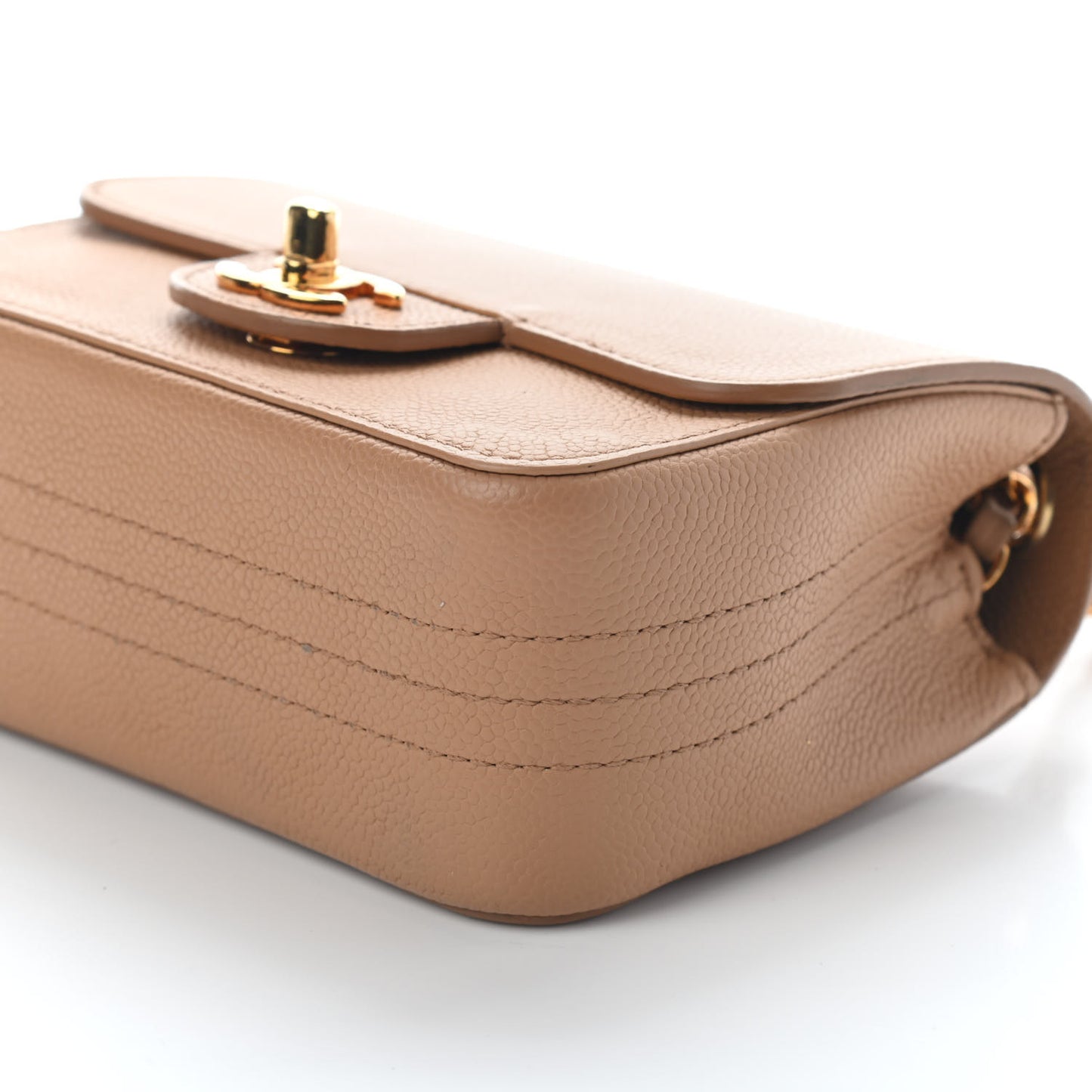 Grained Calfskin Mini Square Classic Pure Flap Brown