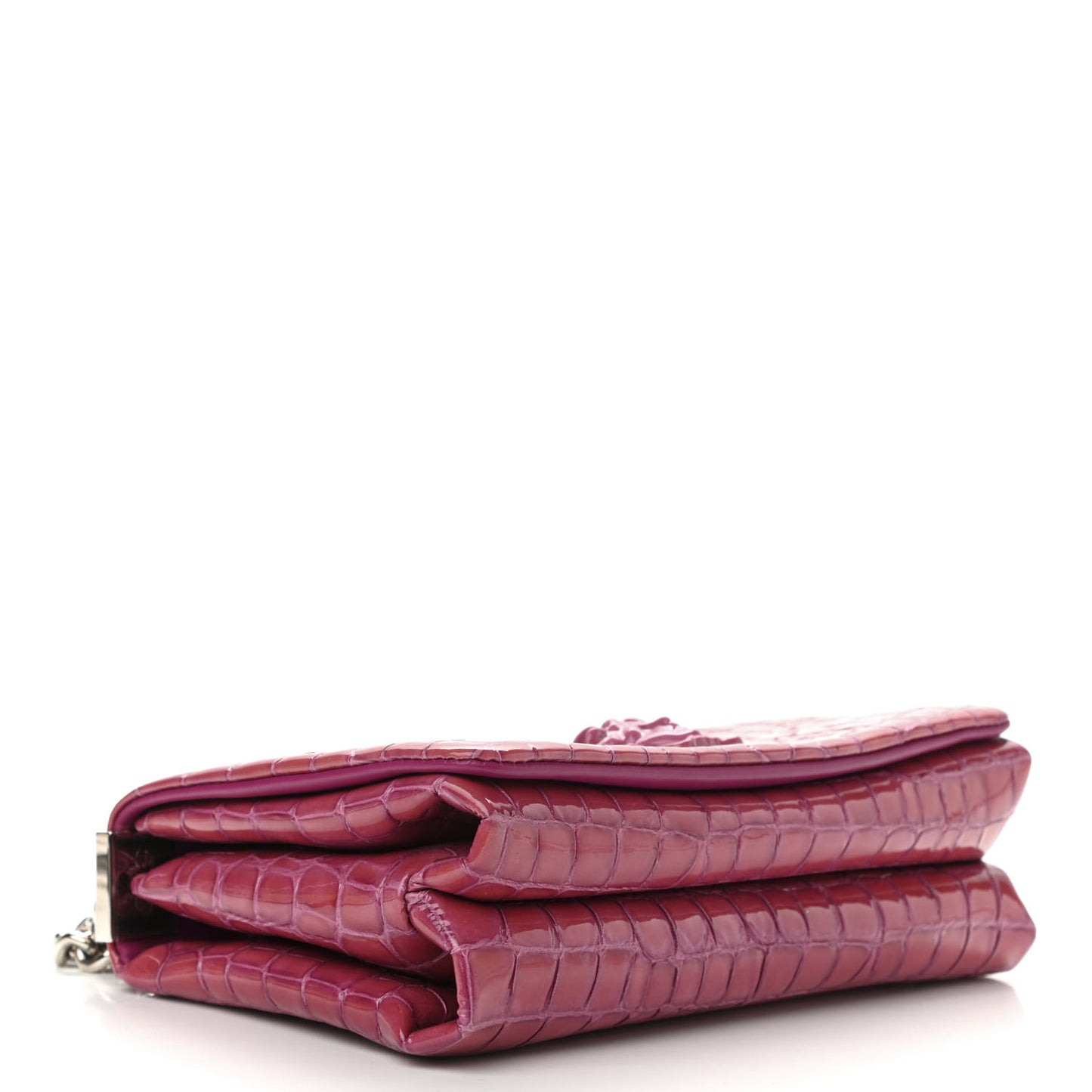 Croc Stamped Patent Palazzo Sultan Shoulder Bag Praire Pink