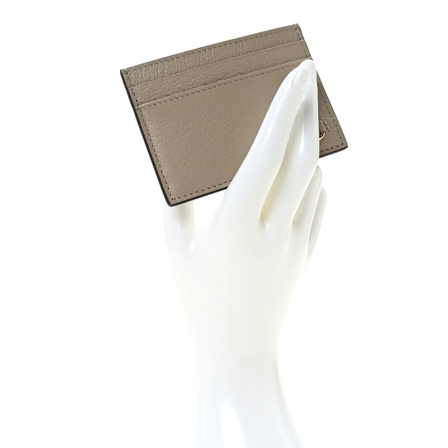 Textured Dollar Calfskin Horsebit 1955 Card Holder Beige