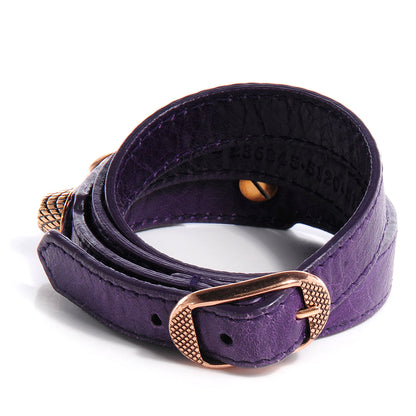 Balenciaga Agneau Giant 12 Rose Gold Hardware Triple Tour Bracelet M Violet 3 of 8