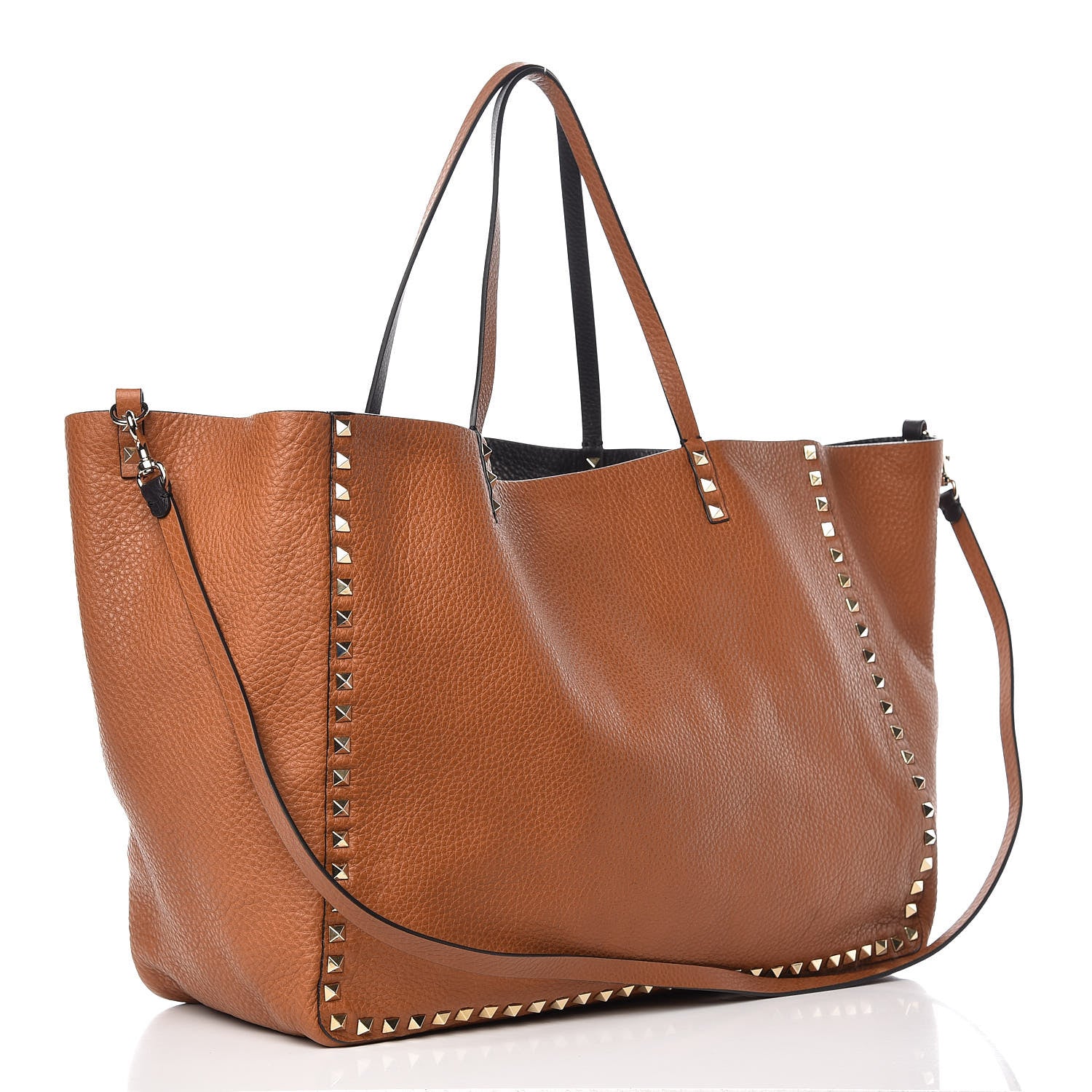Valentino Garavani Pebbled Calfskin Large Rockstud Reversible Tote Black Light Cuir 5 of 9