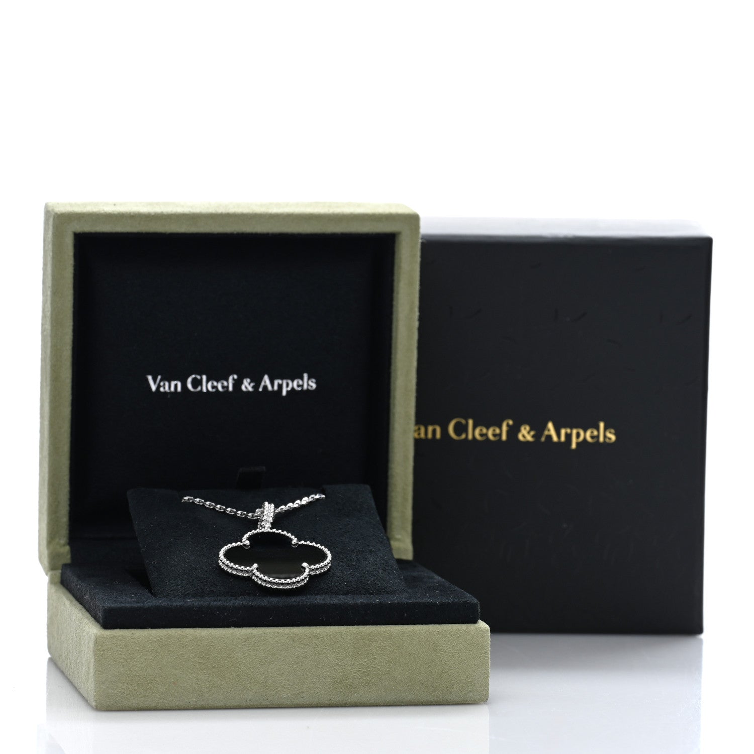 Van Cleef & Arpels 18K White Gold Black Onyx Magic Alhambra Pendant Necklace 5 of 5