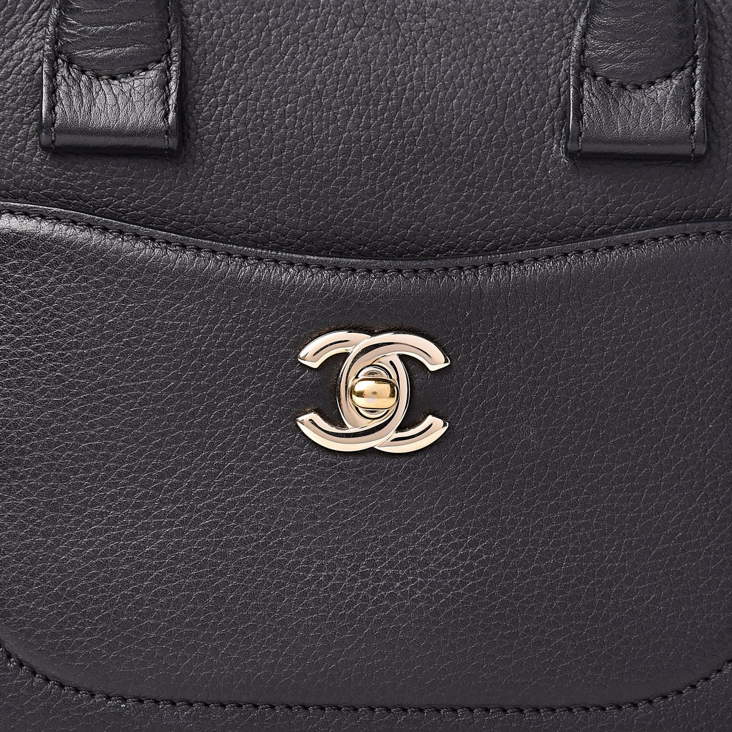 Grained Calfskin Mini Neo Executive Shopper Tote Black