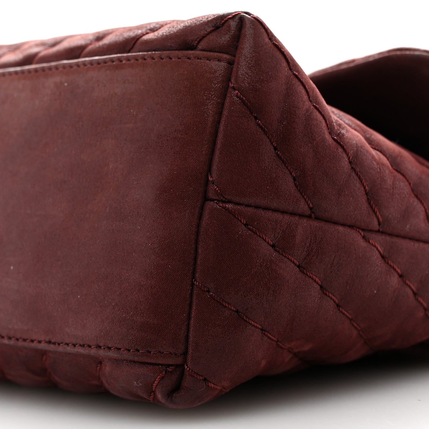 Iridescent Calfskin Surpique Chevron Flap Burgundy