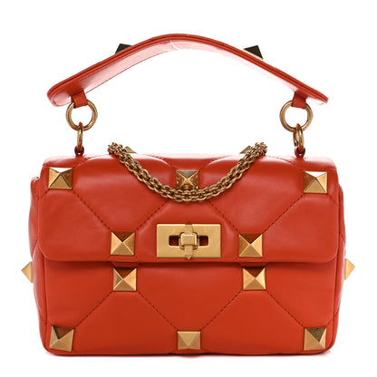 Valentino Garavani Nappa Medium Roman Stud Shoulder Bag Orange Zest 1 of 14
