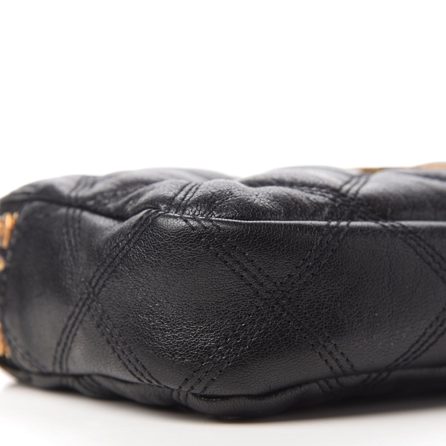 Grained Lambskin Quilted Mini Becky Double Zip Bag Black