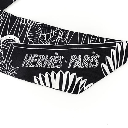 Hermes Silk Animapolis Twilly Black White 2 of 4