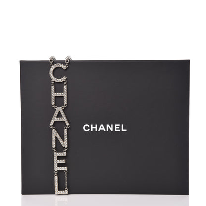 Chanel Metal Crystal Cha-Nel Logo Necklace Gold 7 of 7