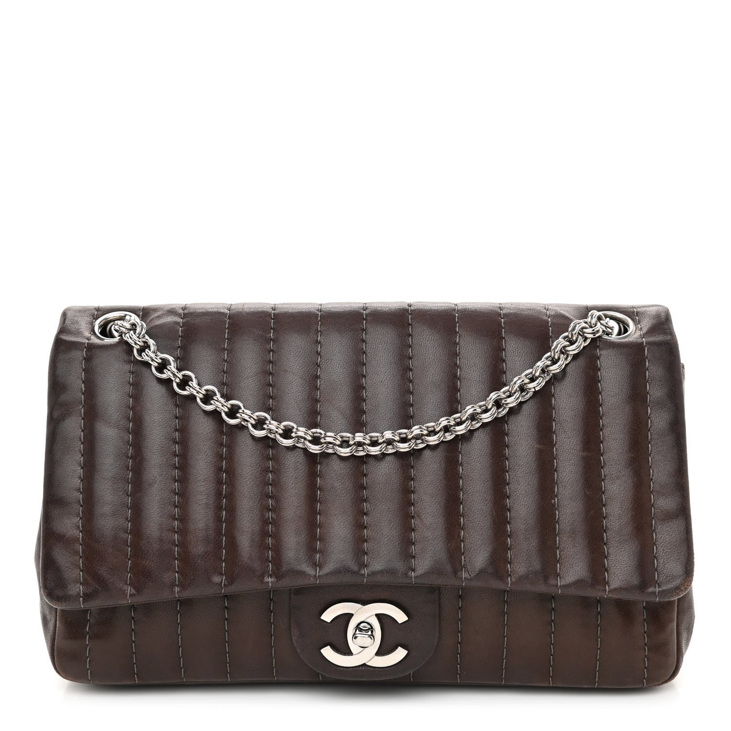 Chanel Lambskin Vertical Quilted Medium Single Flap Brown 1 of 14