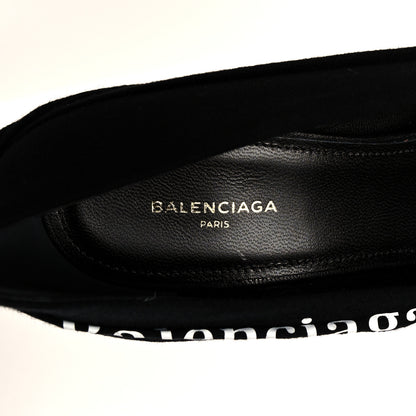 Balenciaga Jersey Crepe Political Campaign Logo Knife 115 Pointed Pumps 36 Black White Rouge 6 of 7