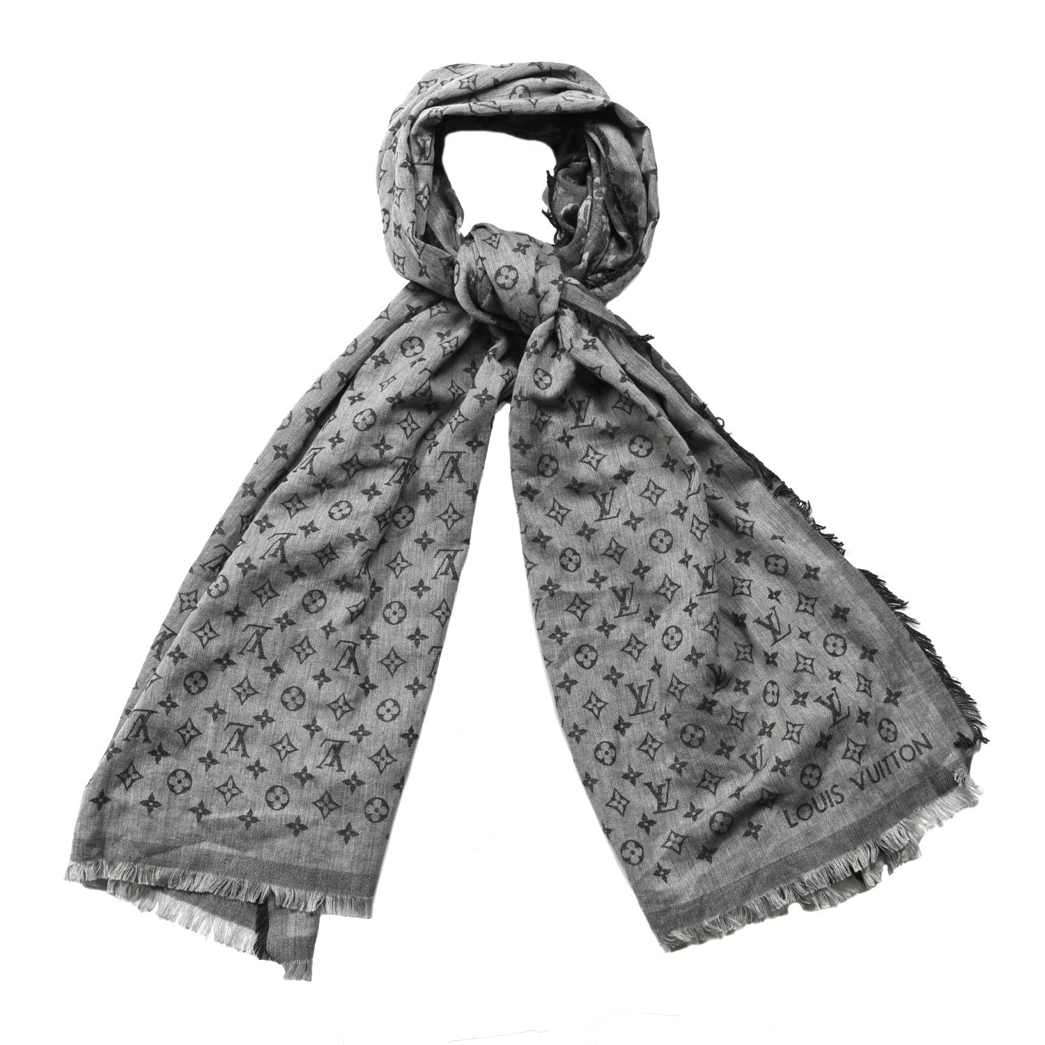 Louis Vuitton Cotton Monogram Denim Shawl Black 1 of 6