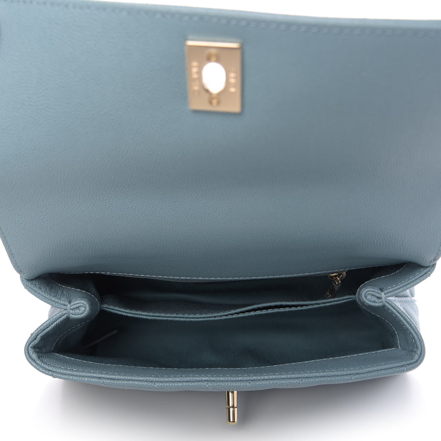 Caviar Chevron Quilted Mini Coco Handle Flap Sky Blue