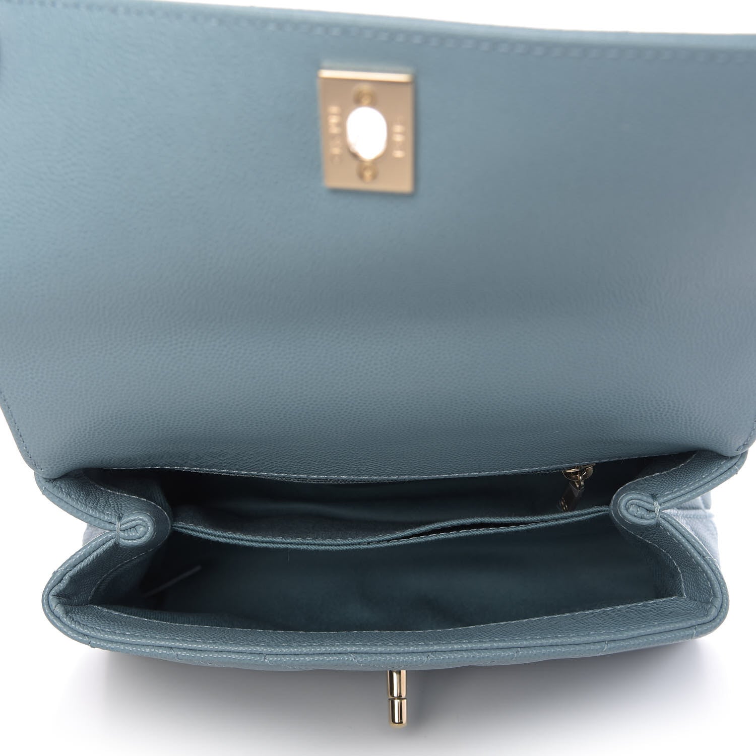 Chanel Caviar Chevron Quilted Mini Coco Handle Flap Sky Blue 6 of 11