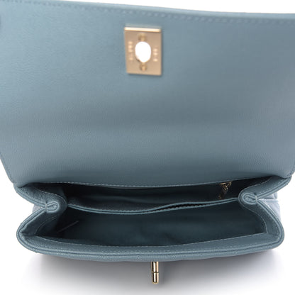 Chanel Caviar Chevron Quilted Mini Coco Handle Flap Sky Blue 6 of 11