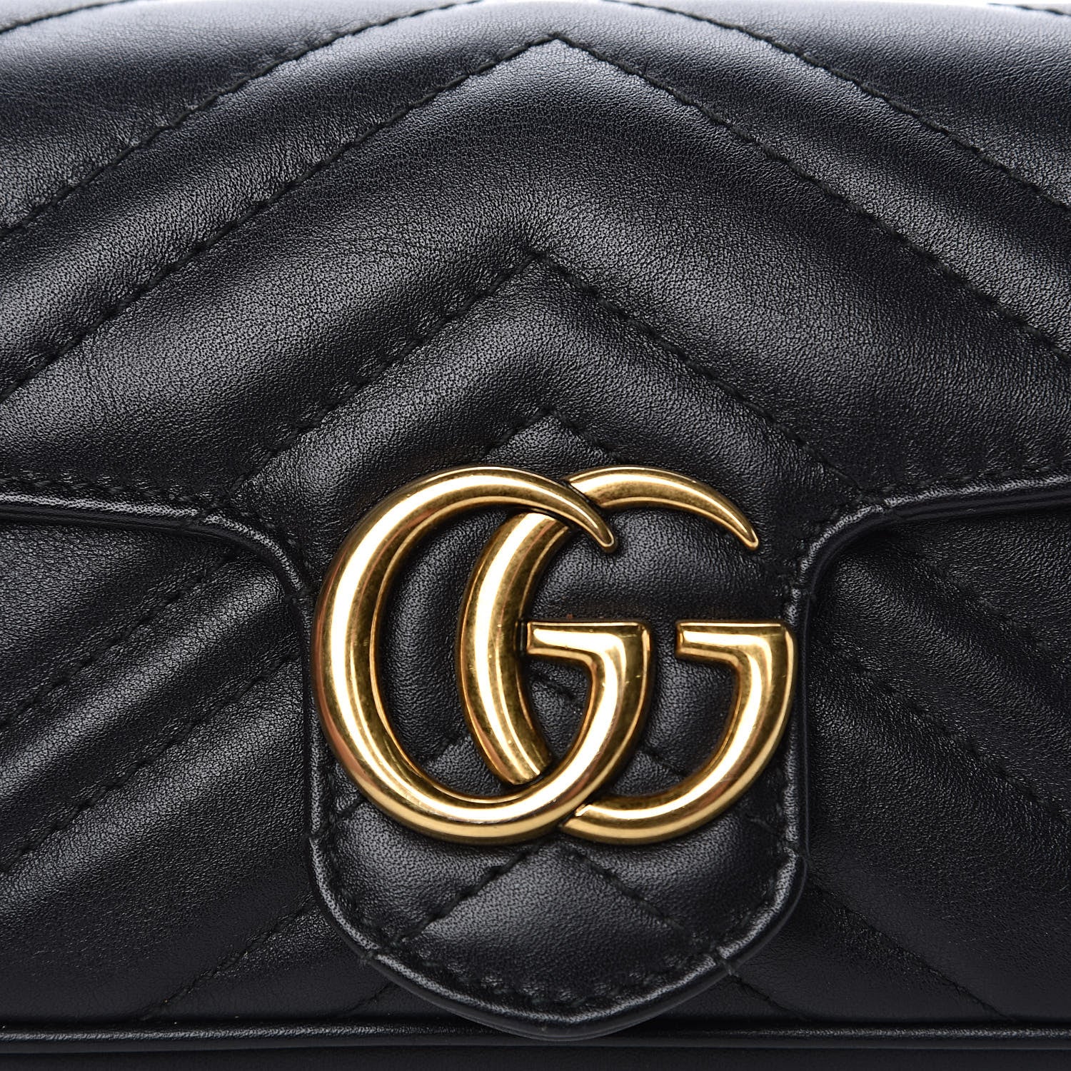 Gucci Calfskin Matelasse Super Mini GG Marmont Shoulder Bag Black 11 of 13