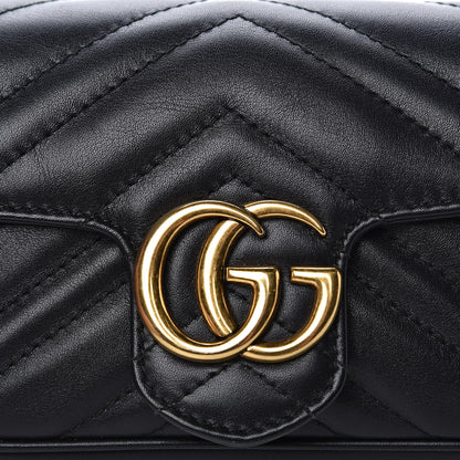 Gucci Calfskin Matelasse Super Mini GG Marmont Shoulder Bag Black 11 of 13