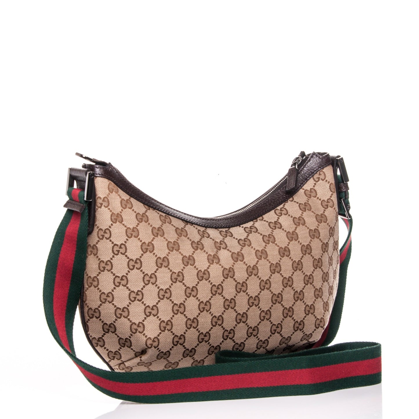 Monogram Web Medium Half Moon Hobo Dark Brown