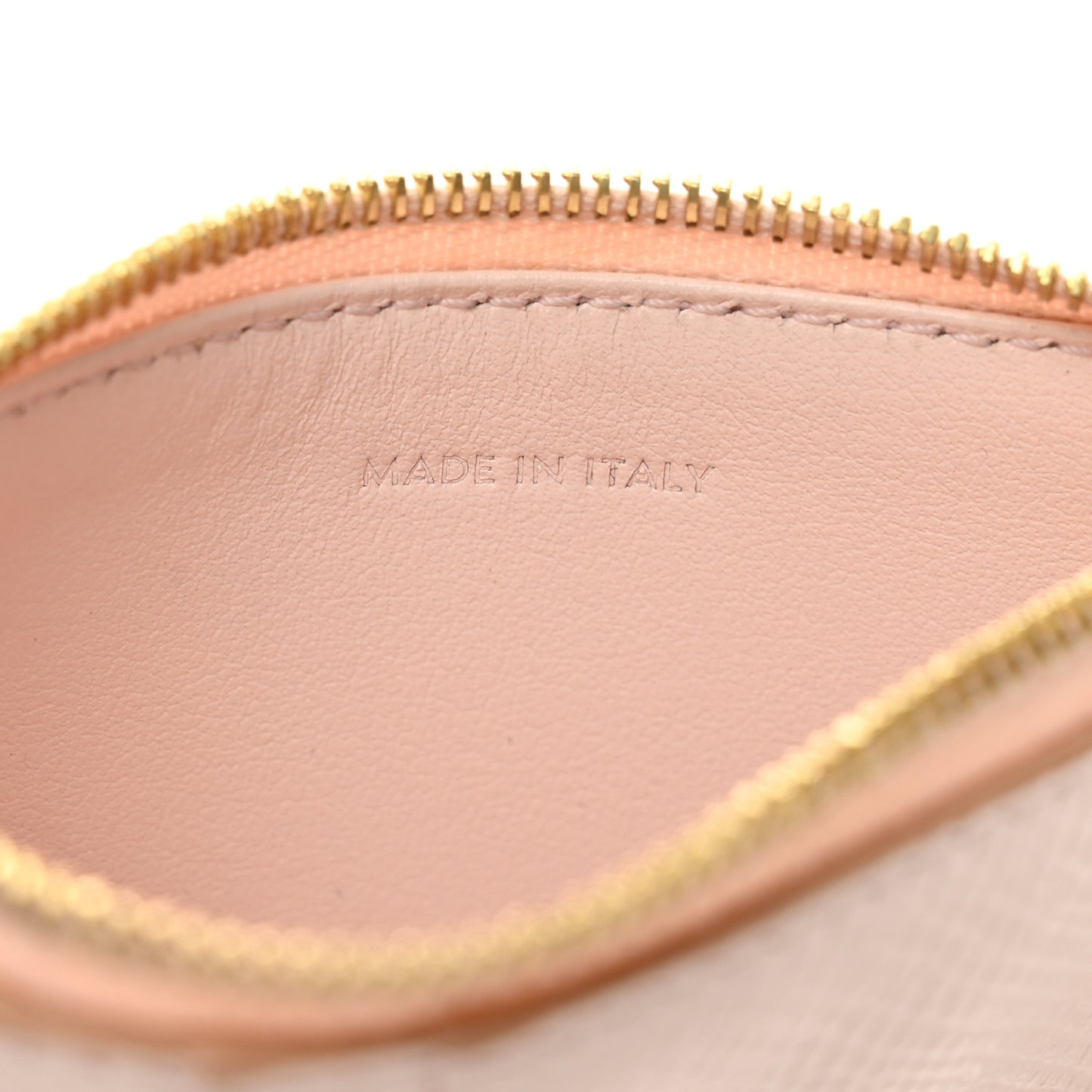 Grained Calfskin Zipped Card Holder Blush