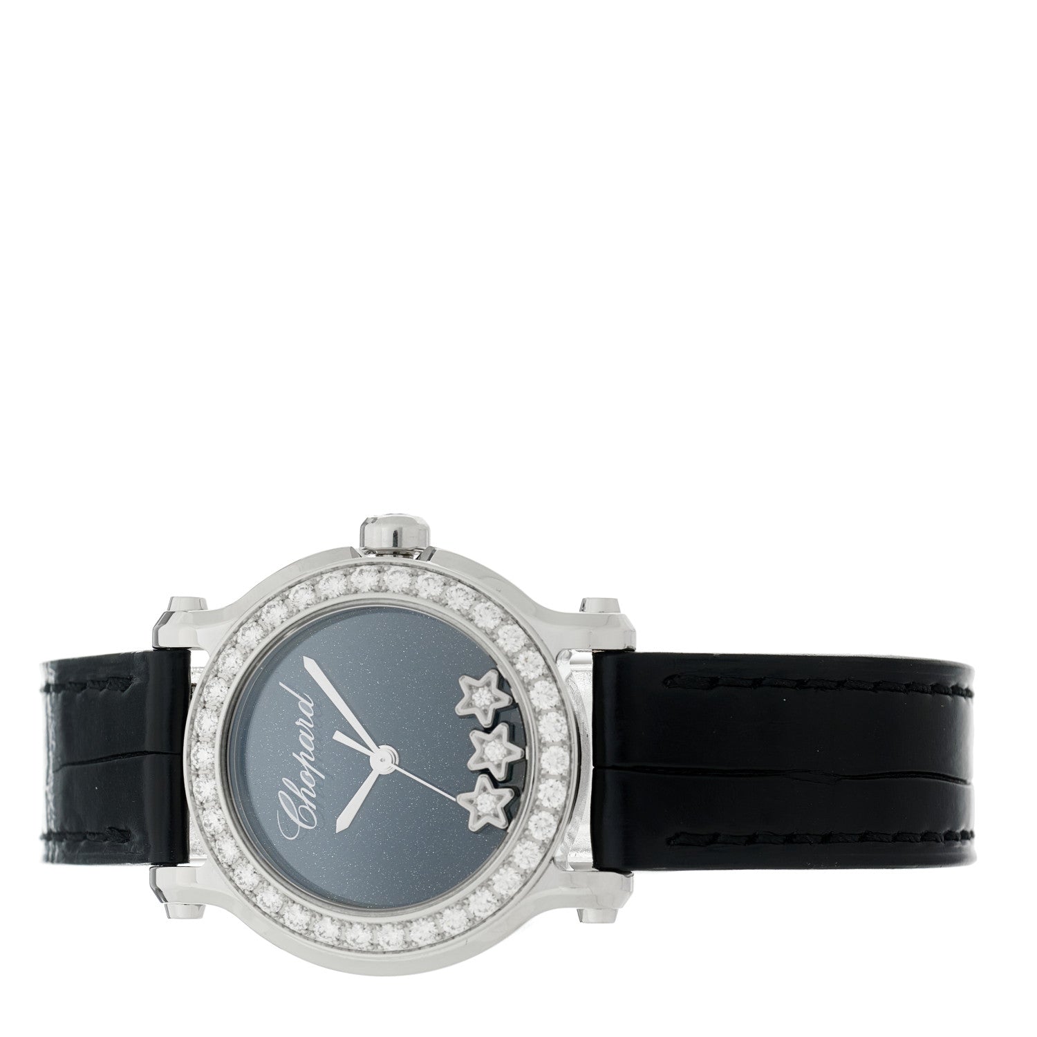 Chopard Stainless Steel Alligator Diamond Bezel 30mm Happy Sport Star Quartz Watch Blue 2 of 4