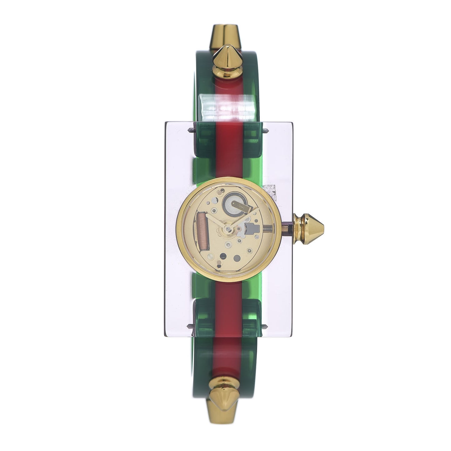 Stainless Steel Plexiglass 24mm Skeleton Stud Quartz Watch