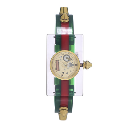 Gucci Stainless Steel Plexiglass 24mm Skeleton Stud Quartz Watch 1 of 5