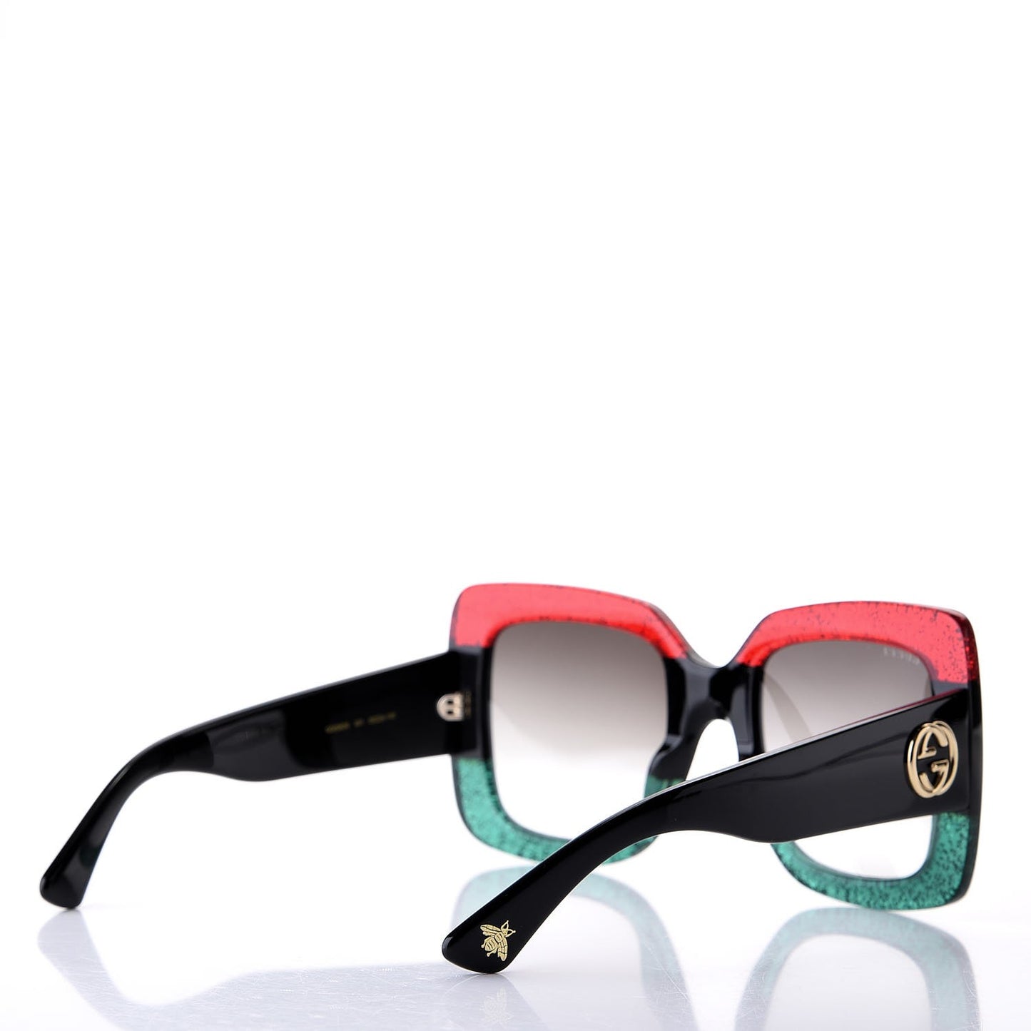 Square Frame GG0083S Sunglasses Glitter Red Black Green