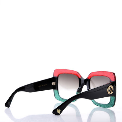 Gucci Square Frame GG0083S Sunglasses Glitter Red Black Green 4 of 8