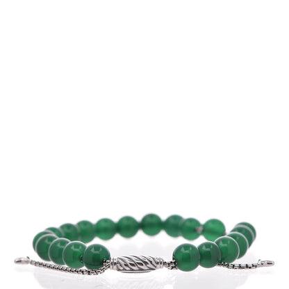 David Yurman Sterling Silver Green Onyx 8mm Spiritual Beads Bracelet 3 of 4