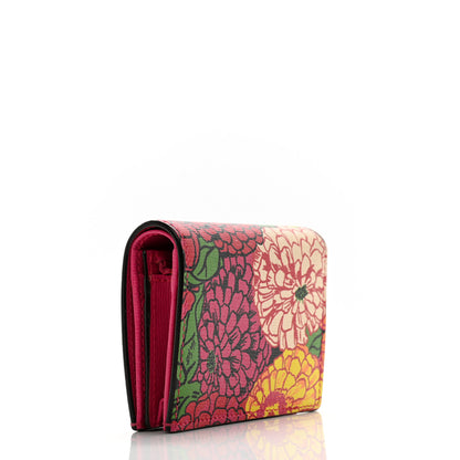 Gucci X KEN SCOTT Textured Calfskin Pomponica Print Horsebit 1955 Card Case Wallet Multicolor Fuxia Pompom 3 of 8