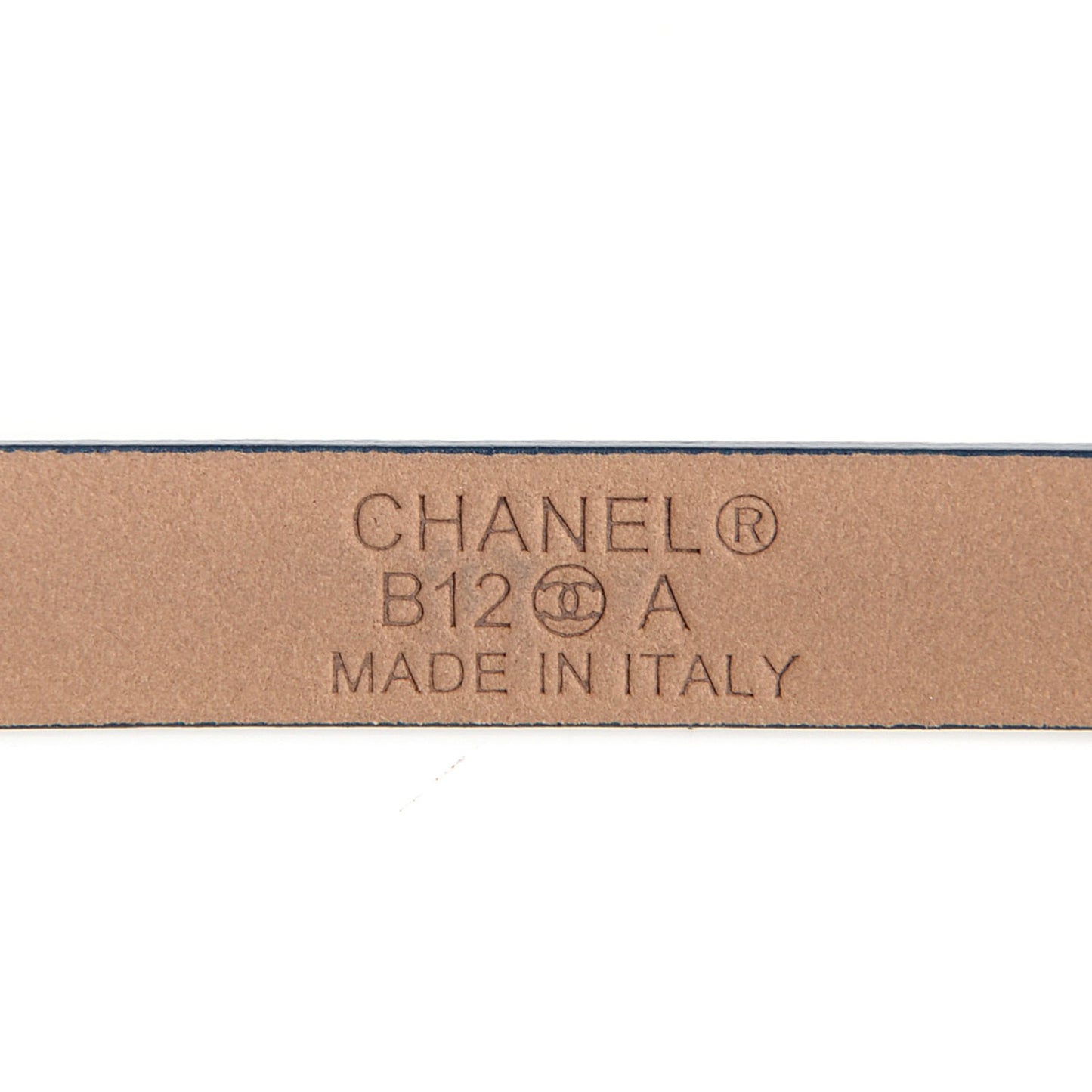 Leather CC Logo Skinny Belt 95 38 Navy Blue