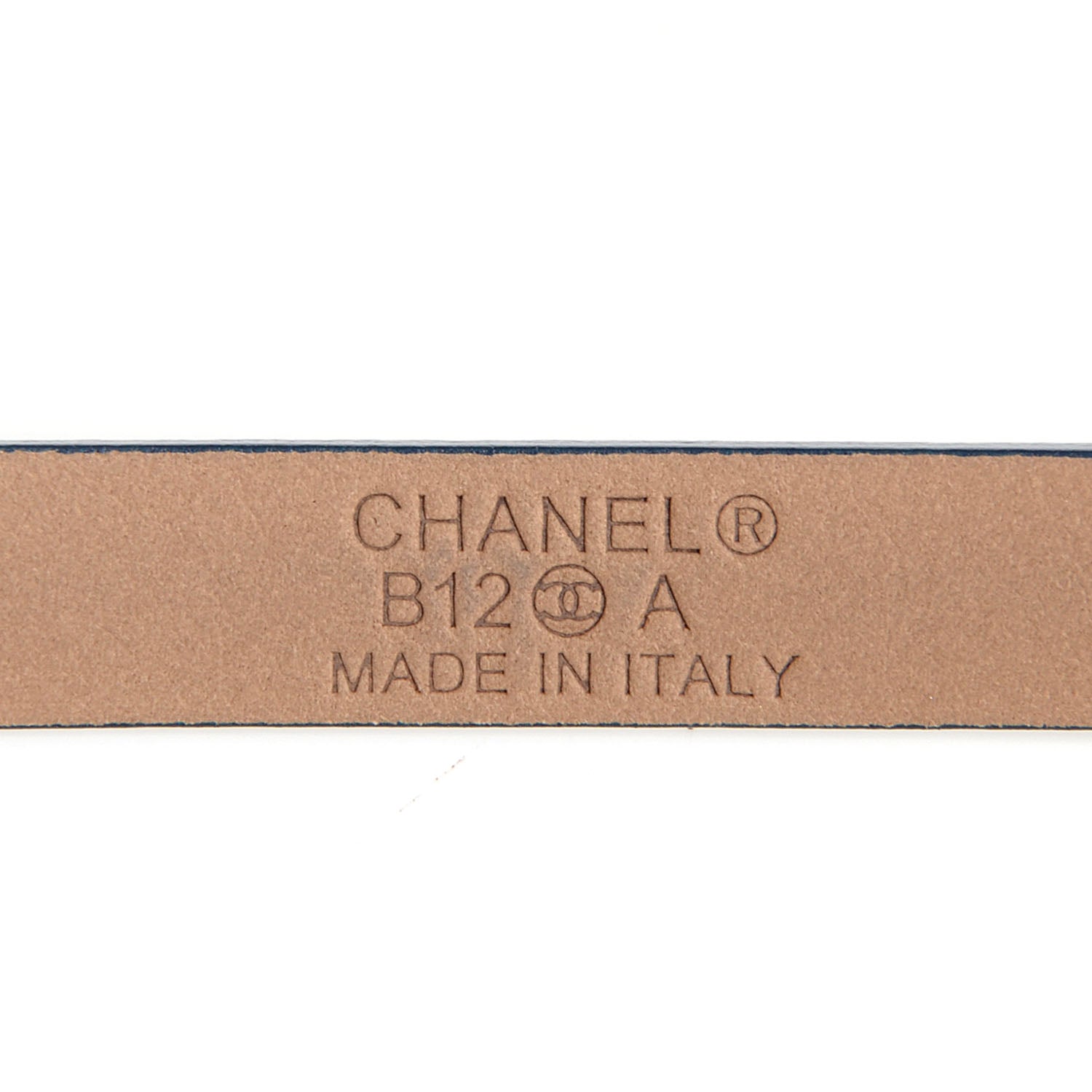 Chanel Leather CC Logo Skinny Belt 95 38 Navy Blue 4 of 7