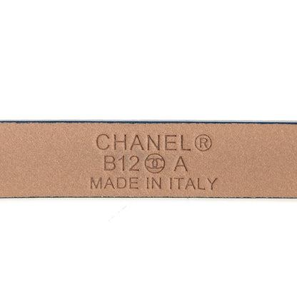 Chanel Leather CC Logo Skinny Belt 95 38 Navy Blue 4 of 7