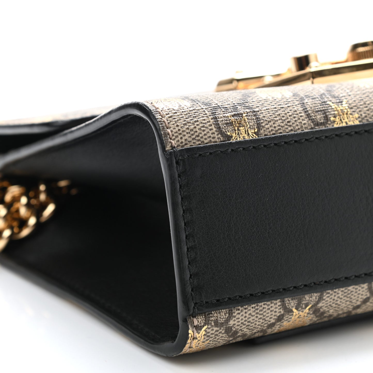 GG Supreme Monogram Bees Small Padlock Shoulder Bag Black