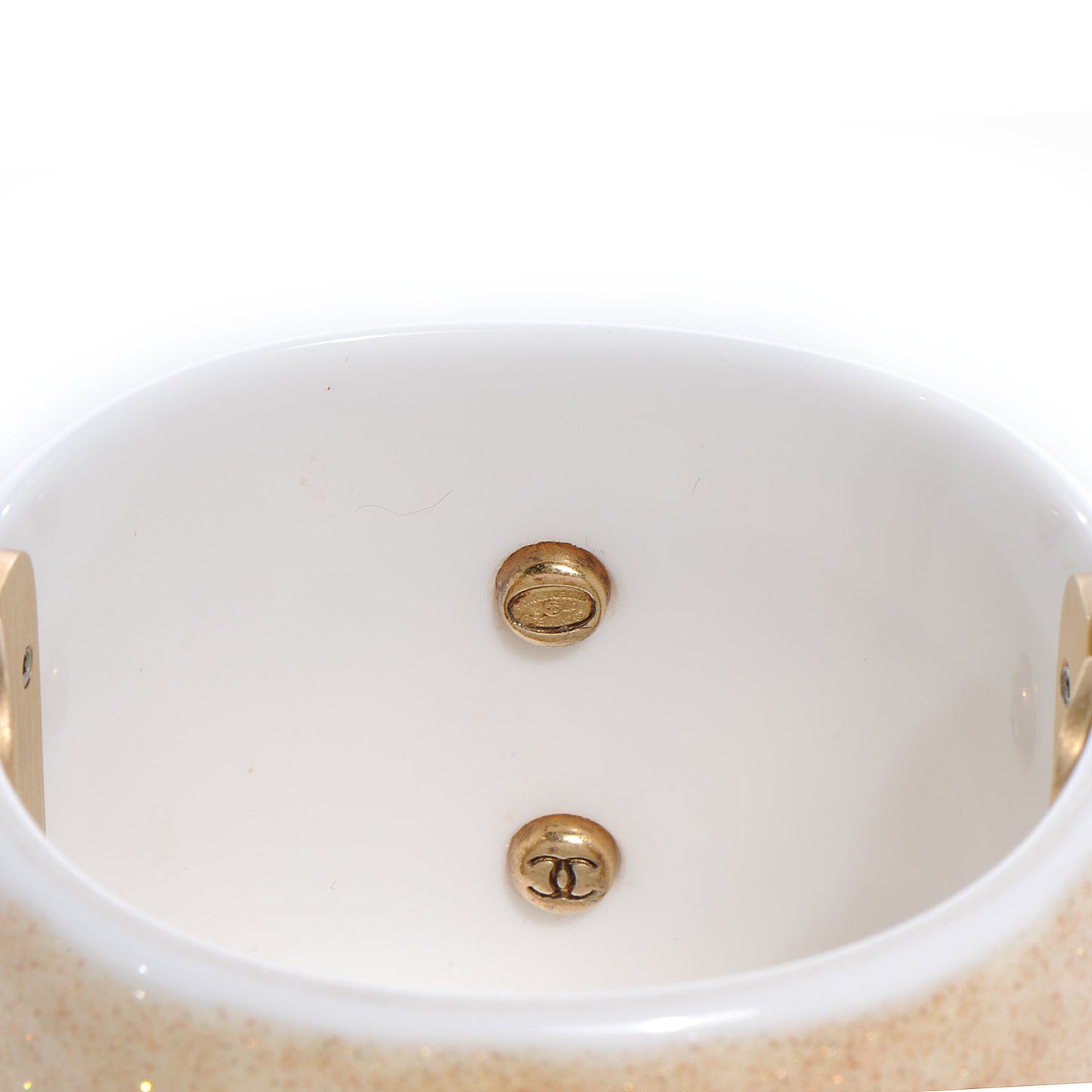 Resin Crystal CC Cuff Gold Glitter White