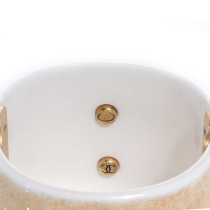Chanel Resin Crystal CC Cuff Gold Glitter White 3 of 7
