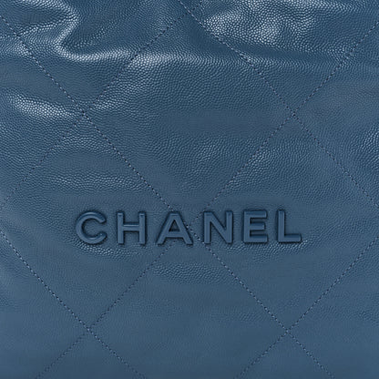 Chanel Shiny Caviar Quilted Monochrome Small Chanel 22 Blue 9 of 11