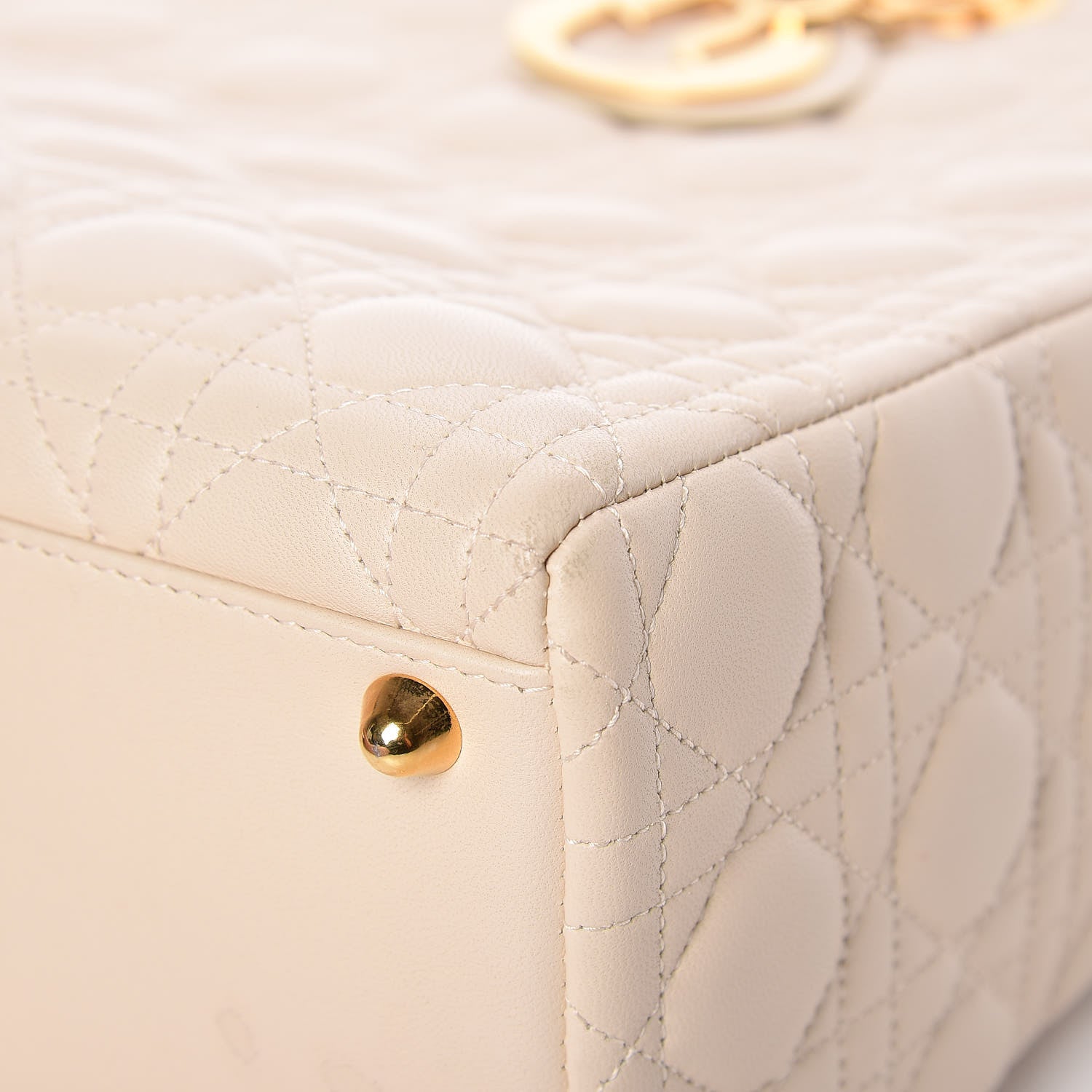 Christian Dior Lambskin Cannage Large Lady Dior Light Beige 14 of 20