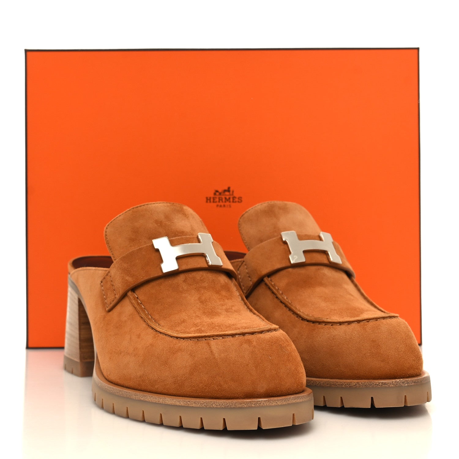 Hermes Suede Goatskin Flore 60 Mules 40 Brun Amourette 9 of 9