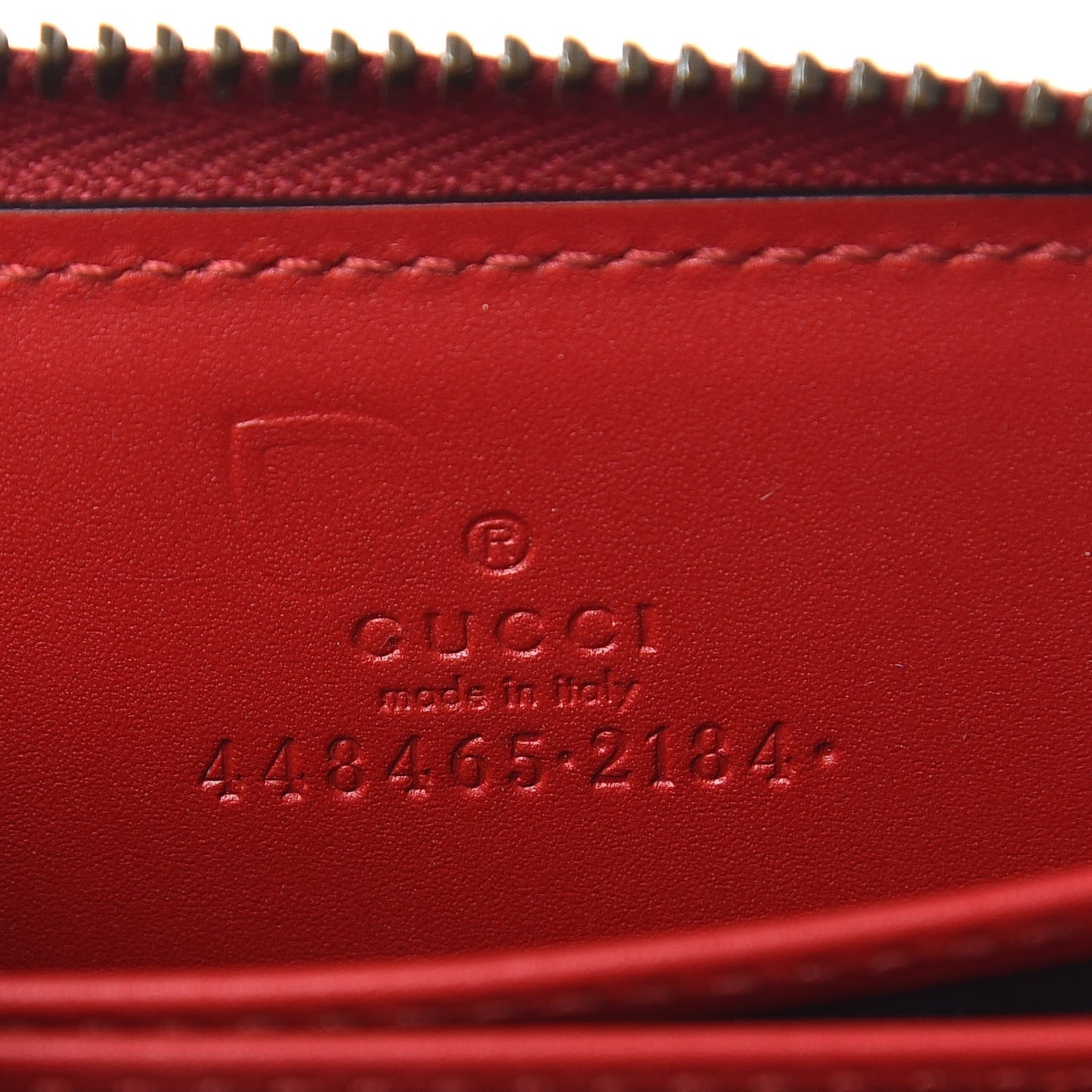 Calfskin GucciGhost Hamlet Skull Zip Around Card Case Hibiscus Red