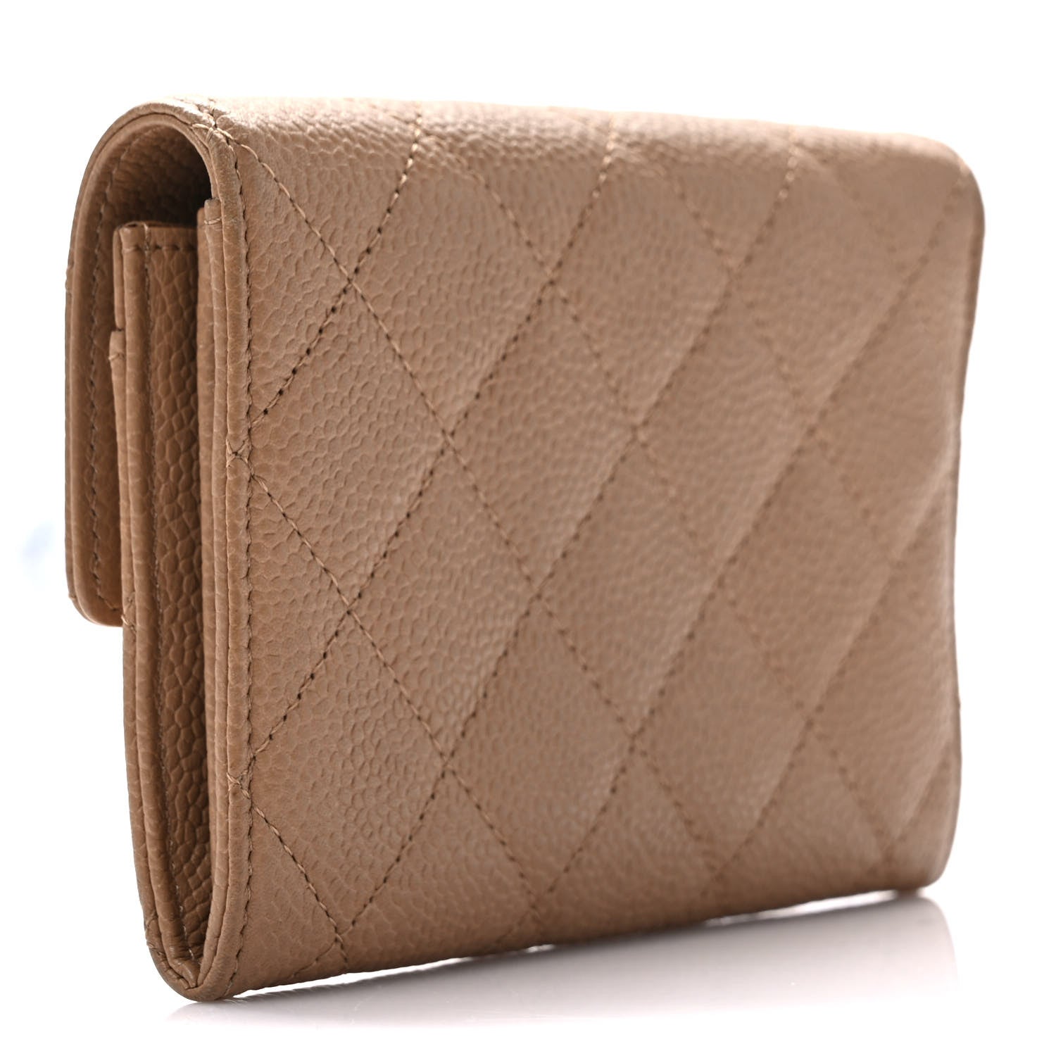 Chanel Caviar Quilted Flap Wallet Dark Beige 3 of 7